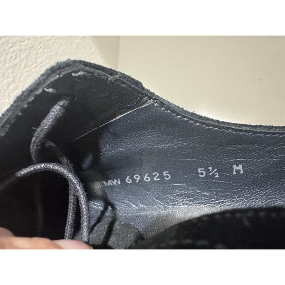 Stuart Weitzman Black Suede Studded Oxford Lace Up Dress Shoes - Picture 7 of 7